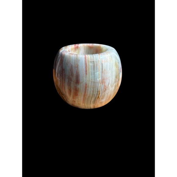 Vintage Onyx Candle Holder Cream/Brown/White Beautiful Unique Yea Candle Holder - Picture 6 of 8